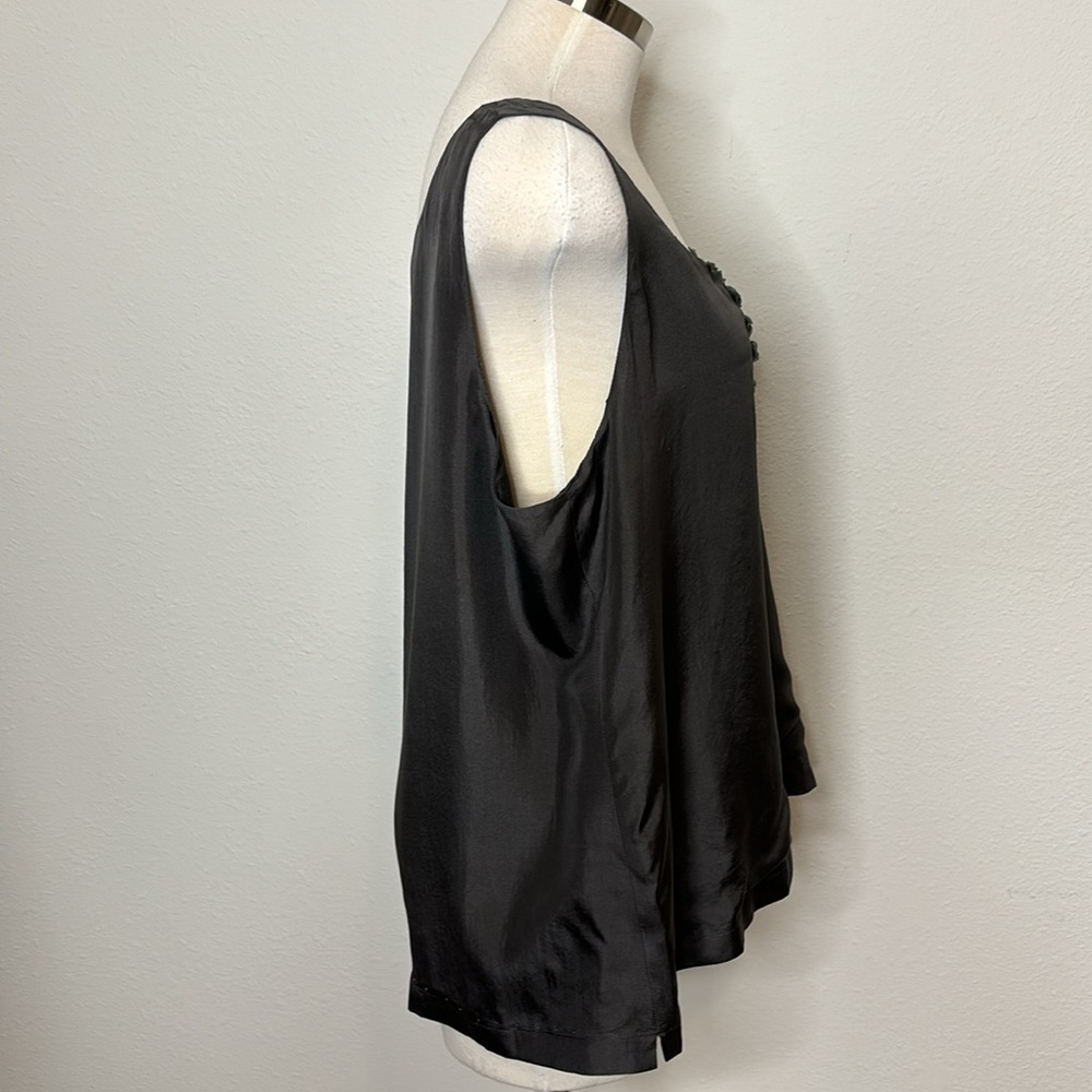 NWOT — Eileen Fisher size Large silk sleeveless top / blouse with beaded detail - Picture 3 of 8